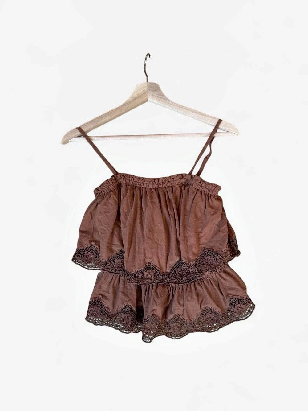 Express Brown Lace-Trim Camisole